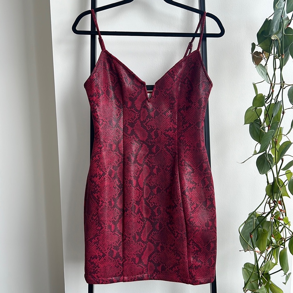 Red snakeskin dress